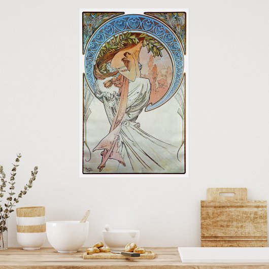 Poster Poésie, Mucha (Cuisine)