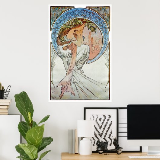 Poster Poésie, Mucha (Bureau à domicile)