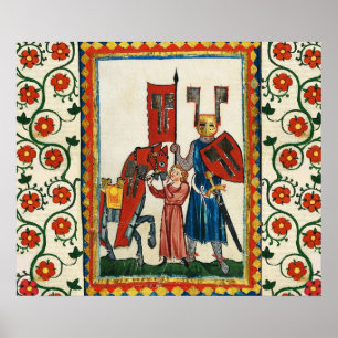 POSTER POÈTE ALLEMAND COMME MINIATURE MÉDIÉVALE DE LA NUI
