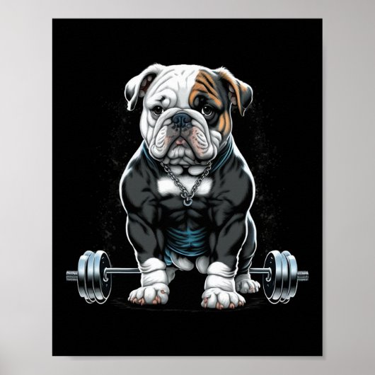 Poster Poids Chien Fun Fitness Gym Bulldog (Devant)