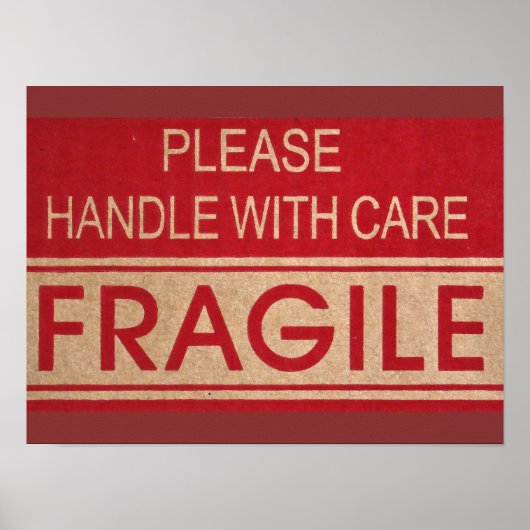 Poster Poignée avec soin, signe fragile (Devant)
