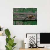 Poster Poignée de porte rustique sur porte verte (Bureau à domicile)