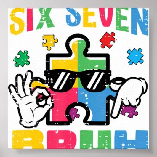 Poster Poignée de puzzle d'autisme six sept Bru (Devant)