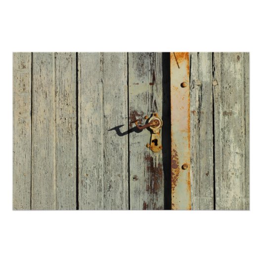 Poster Poignée patinée de porte rouillée (Devant)