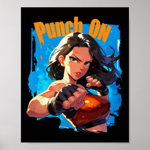 Poster Poinçon Sur femme forte de kickboxing Fighter