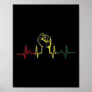 Poster Poing Black Power Battement de coeur Fierté afro-a