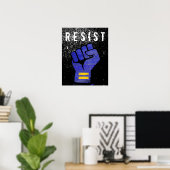 Poster Poing de protestation bleu (Bureau à domicile)