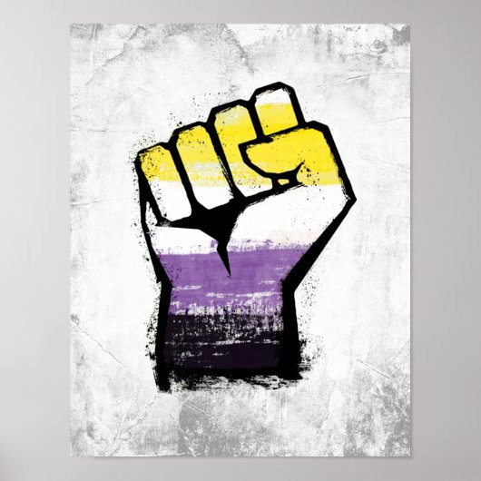 Poster Poing de protestation de fierté non binaire (Devant)