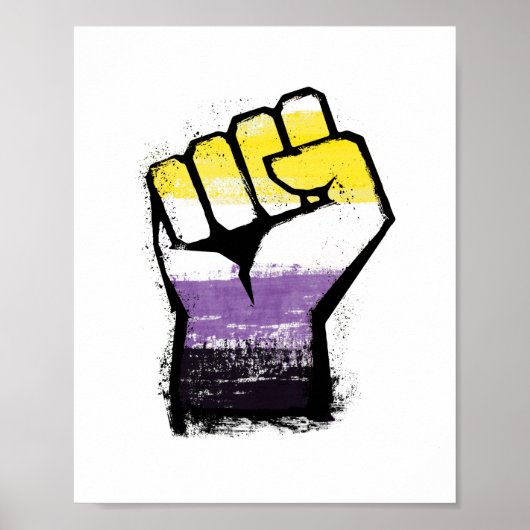 Poster Poing de protestation de fierté non binaire (Devant)