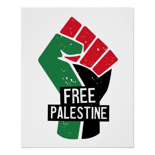 Poster Poing du drapeau de la Palestine libre (Devant)