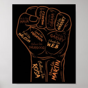 Poster Poing fermé inspirant les leaders noirs Mois de l'
