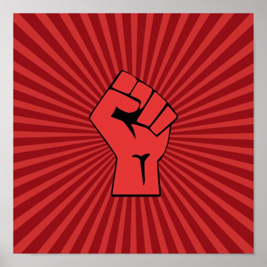 Poster Poing révolutionnaire rouge (Devant)