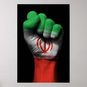 Poster Poing serré augmenté avec le drapeau iranien