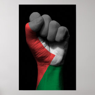 Poster Poing serré augmenté avec le drapeau palestinien