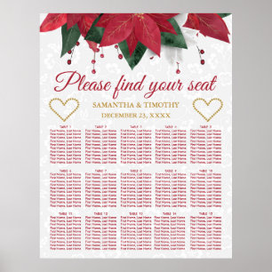 Poster Poinsettia Christmas Winter Wedding Seating Chart