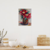 Poster Poinsettias dans un vase Brown (Cuisine)