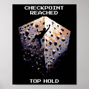 Poster Point de contrôle atteint – Pixel Art d'escalade d