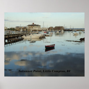 Poster Point de Sakonnet, port, petit Compton, RI