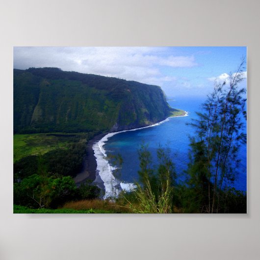 Poster Point de vue de la vallée de Waipio, Hawaii, Impre (Devant)