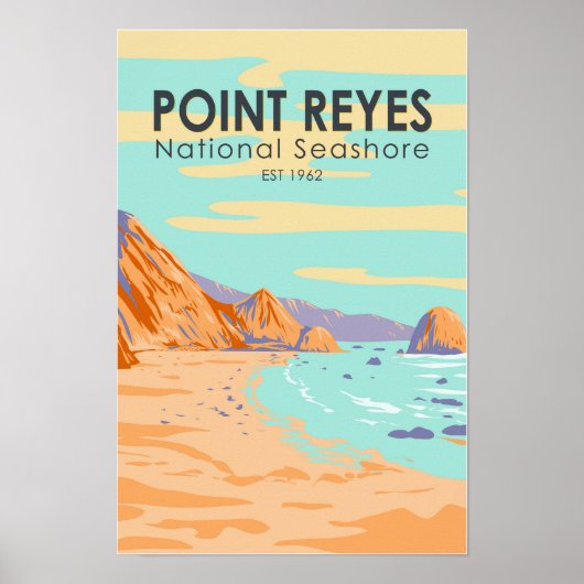 Poster Point Reyes National Seashore Vintage (Devant)
