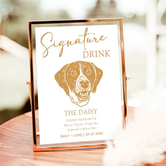 Poster Pointer Dog Mariage personnalisé signature boisson