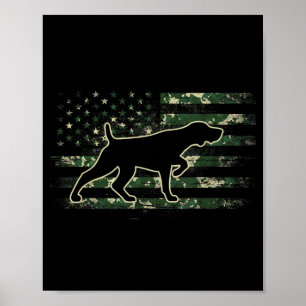 Poster Pointeur à poil court allemand Camo Drapeau Améric