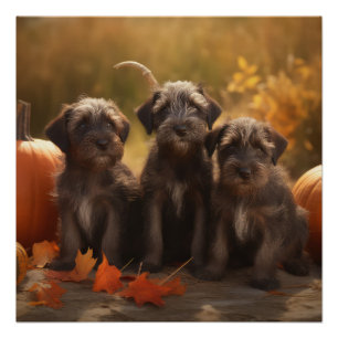 Poster Pointeur à poils durs Griffon Puppy Automne