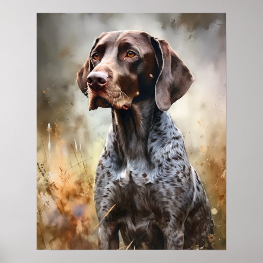 Poster Pointeur allemand Pointer Dog Art Imprimer Pointeu (Devant)