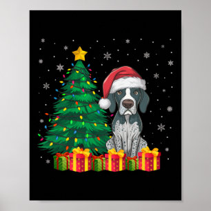 Poster Pointeur anglais moche Santa Hat Les lumières de N