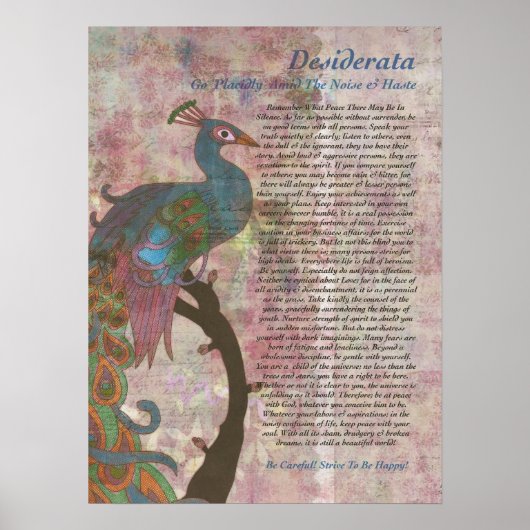 Poster Pointeur de paon à Desiderata (Devant)