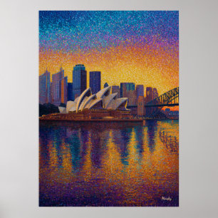Poster Pointillisme de la Maison de l'Opéra de Sydney sur