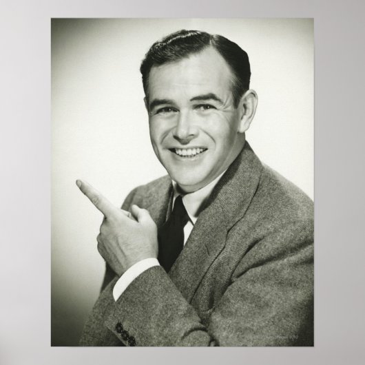 Poster Pointing homme d'affaires (Devant)