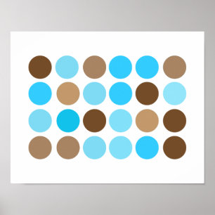 Poster Points bleu turquoise et Brown Motif moderne
