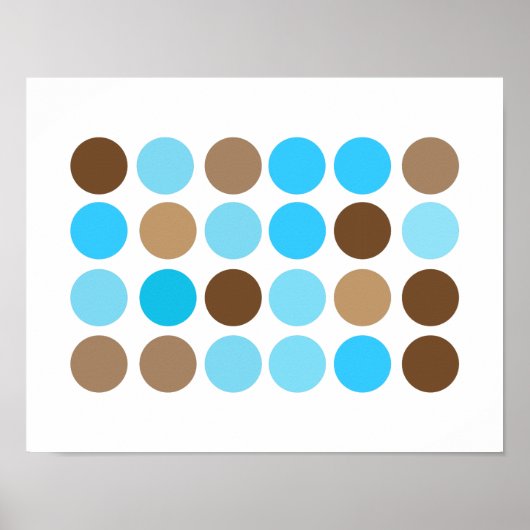 Poster Points bleu turquoise et Brown Motif moderne (Devant)