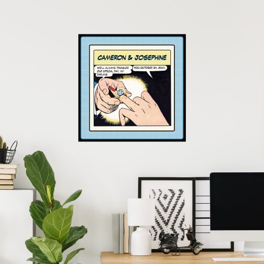 Poster Points bleus Mariage Bling Style Comic (Bureau à domicile)