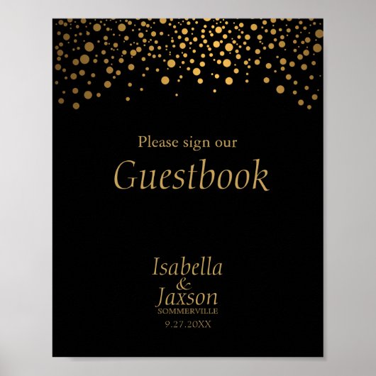 Poster Points Confetti Foil Noir et Or (Devant)