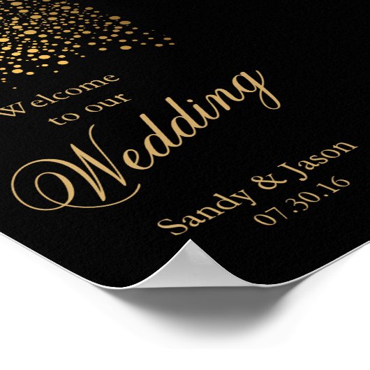 Poster Points Confetti Or Élégants | Noir (Coin)