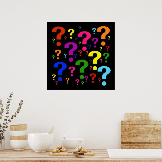 Poster Points d'interrogation arc-en-ciel (Cuisine)
