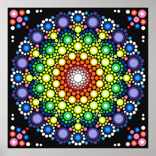 Poster Points Hippie Retro Mandala Floral Dotés