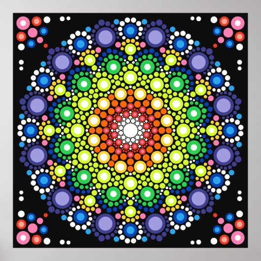 Poster Points Hippie Retro Mandala Floral Dotés (Devant)