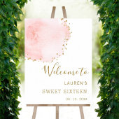 Poster Points or rose pâle Sweet sixteen Bienvenue