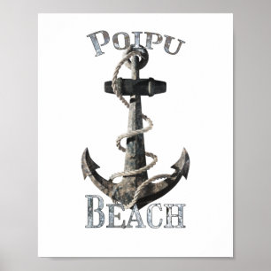 Poster Poipu Beach Hawaii Vacation Ancre nautique