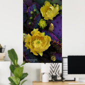 Poster Poire pourpre opuntie cactus fleurs jaunes (Bureau à domicile)