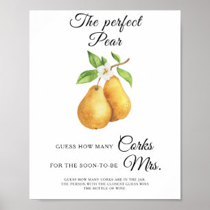 Poster Poires à l'aquarelle Baby shower Combien de boucho