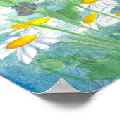 Poster Pois doux à la lavande Shasta Daisy Aquarelle (Coin)