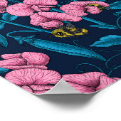 Poster Pois doux et bourdons, rose et bleu (Coin)