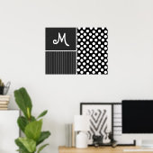 Poster Pois noirs et blancs (Bureau à domicile)