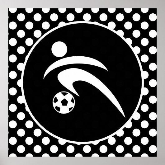 Poster Pois noirs et blancs ; Football (Devant)