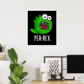 Poster Pois Rex Dinosaur Dinosaure Veggie TRex Pun Dark B (Bureau à domicile)