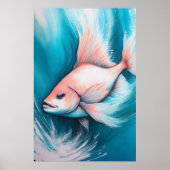 Poster Poisson à calcaire bleu rose V (Devant)